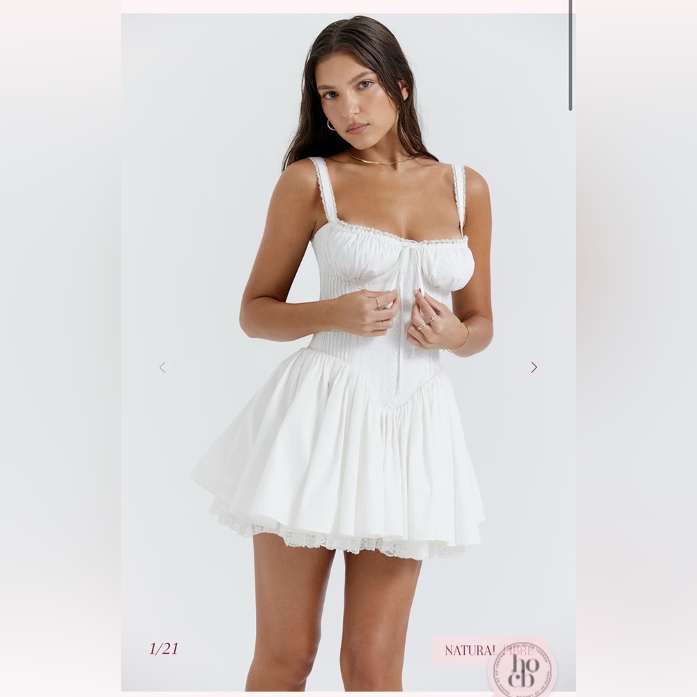 House of CB White Lace Trim Chemise Slip Dress